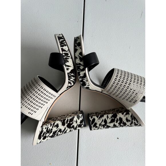 Calvin Klein Black and White Platform Heels Leather 9.5 - Picture 6 of 8